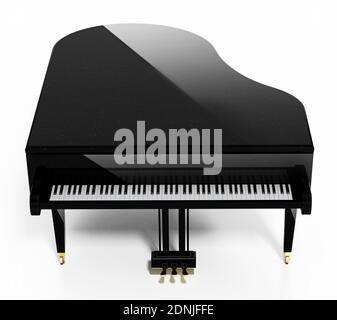Generic grand piano isolated on white background. 3D illustration. 3D illustration. Stock Photo