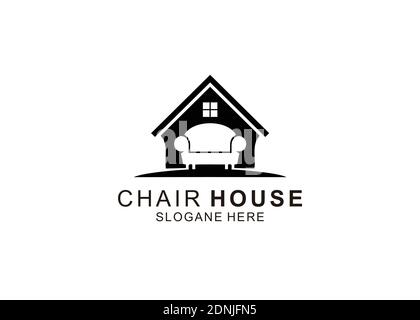 simple icon chair house Logo Template Design inspiration Stock Vector