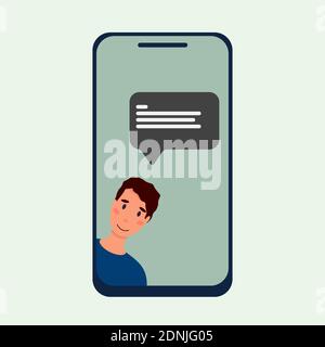 Phone screen with chatbot, online virtual help. Stock Vector