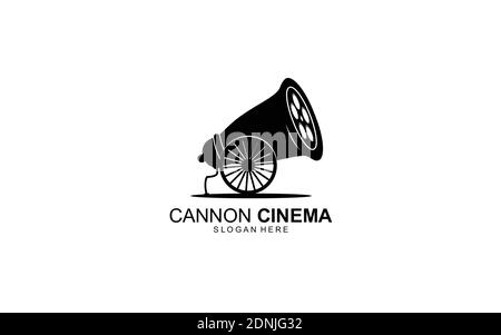 cannon cinema logo design combinaton Symbol Illustration Stock Vector