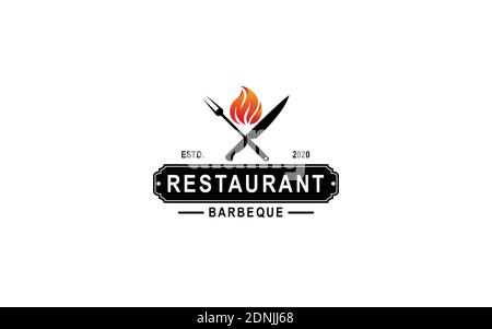 icon knife grill barbeque logo symbol icon design inspiration. Stock Vector