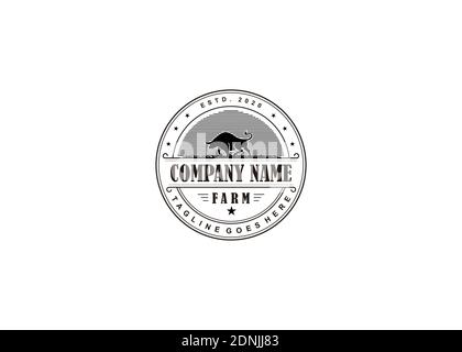 Retro Vintage Cattle / Beef Emblem Label logo design and bull symbol inspiration Stock Vector