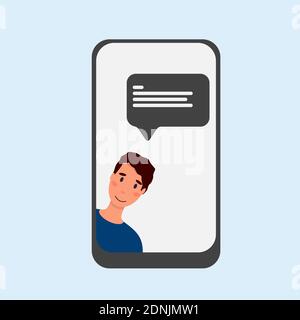 Phone screen with chatbot, online virtual help. Stock Vector