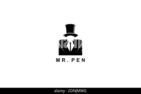 Mr. pen Logo symbol Template Design Stock Vector