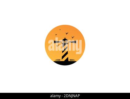 lighthouse night simple logo design inspiration Stock Vector