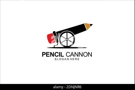 pencil cannon logo design concept Symbol Illustration Stock Vector