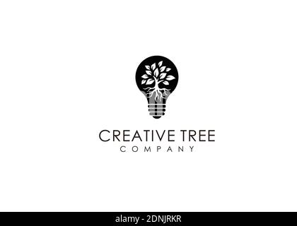 Smart tree Logo, tree Idea logo. Bulb tree Creative logo. Unique and modern design Stock Vector
