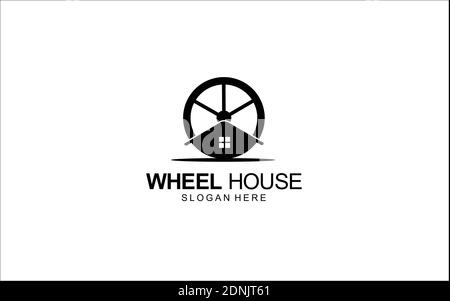 wheel and house logo design concept Symbol Illustration Stock Vector