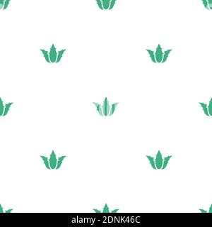 Green Aloe Vera seamless pattern. Medical, cosmetic, health care wallpaper. Eco, floral, natural, organic ornament Vector flat background Stock Vector