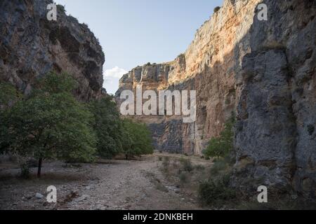 A vertical shot of the amazing pictures of Barranco de la Hoz Seca, Spain Stock Photo