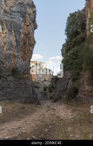 A vertical shot of the amazing pictures of Barranco de la Hoz Seca, Sp Stock Photo