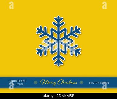 Beautiful two layers Christmas snowflake icon on yellow background Stock Vector