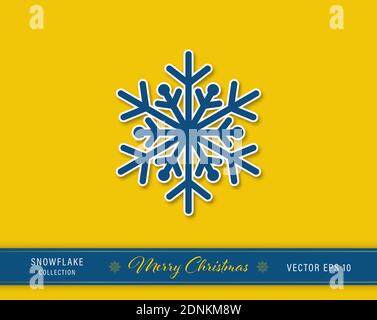 Beautiful two layers Christmas snowflake icon on yellow background Stock Vector