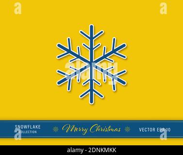 Beautiful two layers Christmas snowflake icon on yellow background Stock Vector