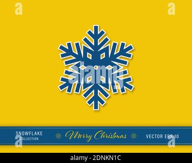 Beautiful two layers Christmas snowflake icon on yellow background Stock Vector