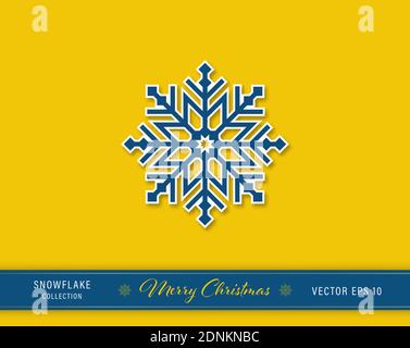 Beautiful two layers Christmas snowflake icon on yellow background Stock Vector