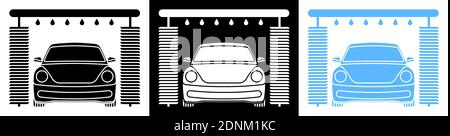 Icon. Machine in an automatic car wash. Car cleanliness and maintenance of technical condition in the service center. Vector Stock Vector