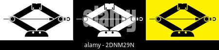 Mechanical hand car jack icon in flat style. Belt in repair shops. Increased lift. Lifting the car to change wheels. Vector Stock Vector