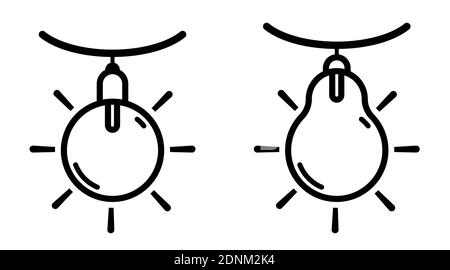 light bulb is round and pear-shaped. Symbol of ideas, inspiration, creativity. Festive garland element. Vector icons Stock Vector
