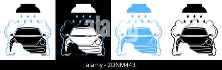 Machine in automatic car wash. Car cleanliness and maintenance of technical condition in the service center. Vector Stock Vector