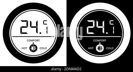 Wall mounted digital controller, regulator for remote control of climate in house. Part of smart home system. Comfortable room temperature. Vector, ic Stock Vector