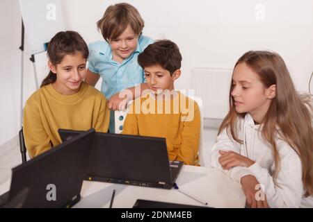 Schoolgirls working on ideas in class Stock Photo - Alamy