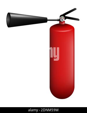 red car fire extinguisher in realistic design. Fighting fires. Isolated vector on a white background Stock Vector