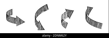 set of 3d arrows drawn in gray pencil, indicates the direction of movement. Growth of the company financial indicators. Return on investment Stock Vector