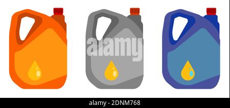 car oil canister icon in flat style. Stable machine engine operation. Car maintenance and seasonal oil change in service center. Vector Stock Vector