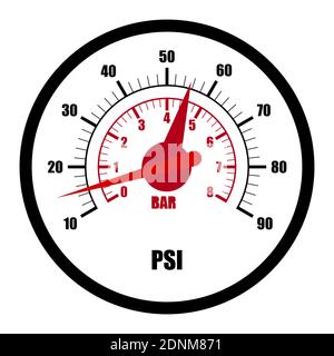 car pump pressure gauge dial. Car tire pressure. Road safety. Vector Stock Vector