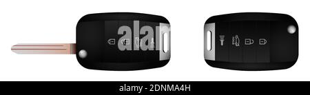 Folding car key with remote control. Car alarm, key fob. Realistic color vector Stock Vector