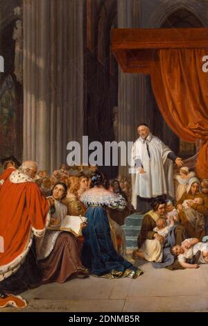 Saint Vincent de Paul preaching to the Court of Louis XIII on behalf of the Abandoned Children, painting by Paul Delaroche, 1823 Stock Photo