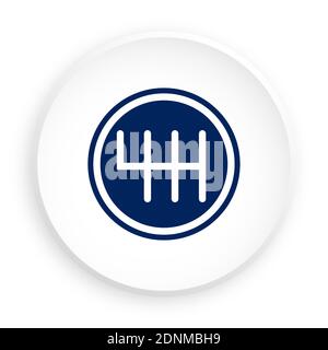 Gearbox lever icon in neomorphism style on white background. Car gearbox, transmission repair in service center. Vector Stock Vector