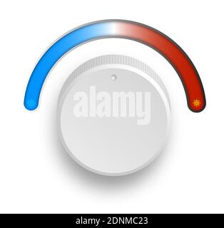 Climate control regulator with sign of cold, snowflakes and heat, sun. User interface. Electronic thermostat control. Isolated vector Stock Vector