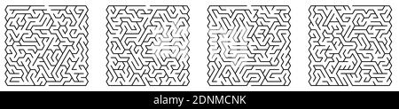 Children games. Set of square mazes with triangular cells. Puzzles and games for development of intelligence in child and an adult. Vector Stock Vector