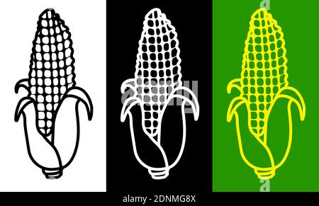 corn. Autumn harvest. Thanksgiving holiday. Black and white minimalistic vector Stock Vector