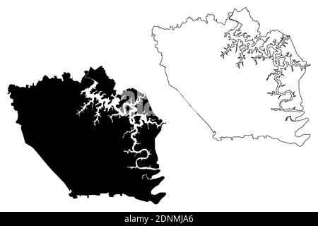 DeKalb County, State of Tennessee (U.S. county, United States of America, USA, U.S., US) map vector illustration, scribble sketch DeKalb map Stock Vector