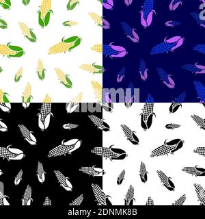 seamless pattern corn. Autumn harvest ornament. Thanksgiving holiday. Minimalistic vector Stock Vector