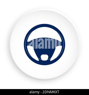 steering car wheel in neomorphism style on white background. Car steering repair and balancing in service center. Driving safety. Vector Stock Vector