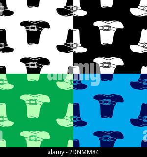 Tall Pilgrim Hat seamless pattern. Party wear for Thanksgiving. History of development of America. Vector in minimalistic linear style Stock Vector