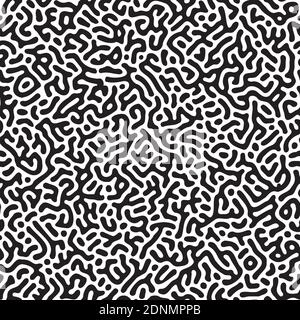 Seamless black Turing pattern vector illustration. Memphis design style background wallpaper. Stock Vector