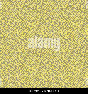 Seamless Turing pattern vector illustration in colors of the year 2021, ultimate gray and illuminating yellow. Memphis design style background wallpap Stock Vector