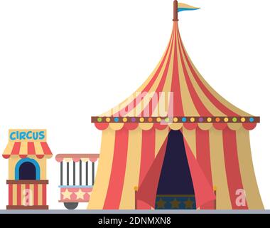 Flat design vintage circus and box office isolated vector illustration Stock Vector