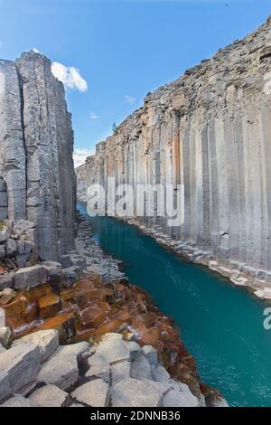 Basalt columns at Canyon Studlagil, Austurland, Iceland Stock Photo