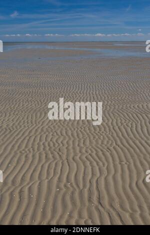 Ripple marks in tidal mudflats. Wadden Sea National Park, Schleswig-Holstein, Germany Stock Photo