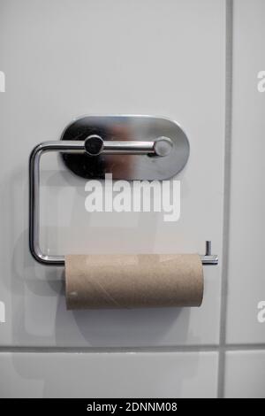 Empty toilet roll holder Stock Photo