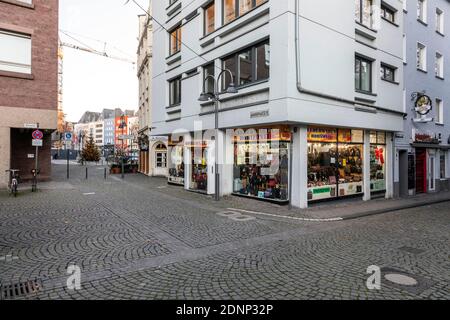 Deserted old town in Cologne after the lockdown in the Corona crisis Stock Photo