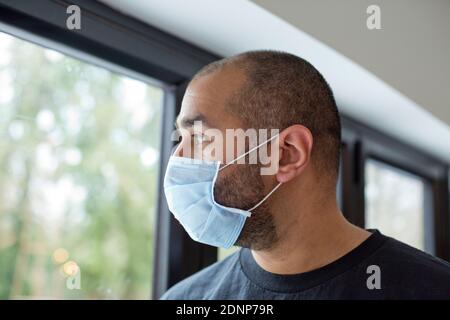 Man wearing protective mask Stock Photo