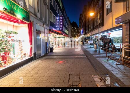 Shopping streets in Cologne after the lockdown in the Corona crisis - Bruckenstrasse pedestrian zone Stock Photo