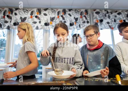 Children choosing food in school canteen Stock Photo